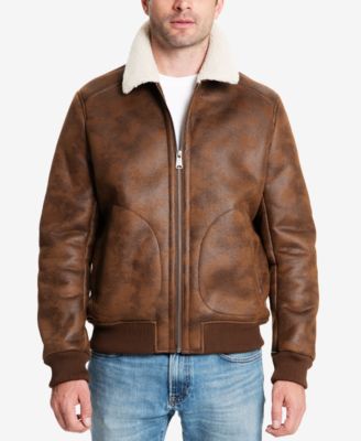 Faux-Leather Fleece-Lined Bomber Jacket 
