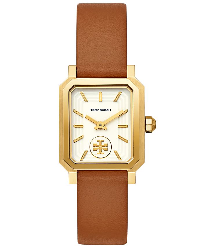 Tory Burch Women's Robinson Luggage Leather Roller Bar Strap Watch
