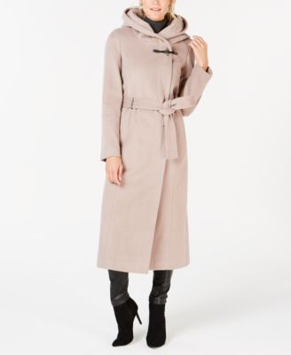 calvin klein belted hooded maxi coat