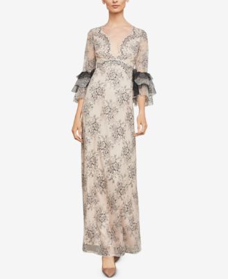 bcbg scalloped lace gown