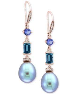 Серьги EFFY с синим жемчугом, 14k розовое золото