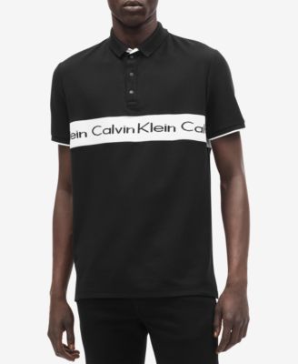 calvin klein men's black polo shirt