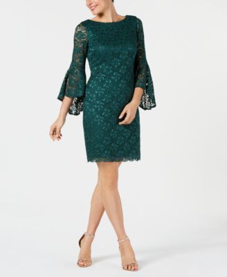 teal bell sleeve dress