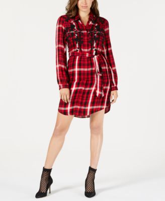 plaid shirtdress