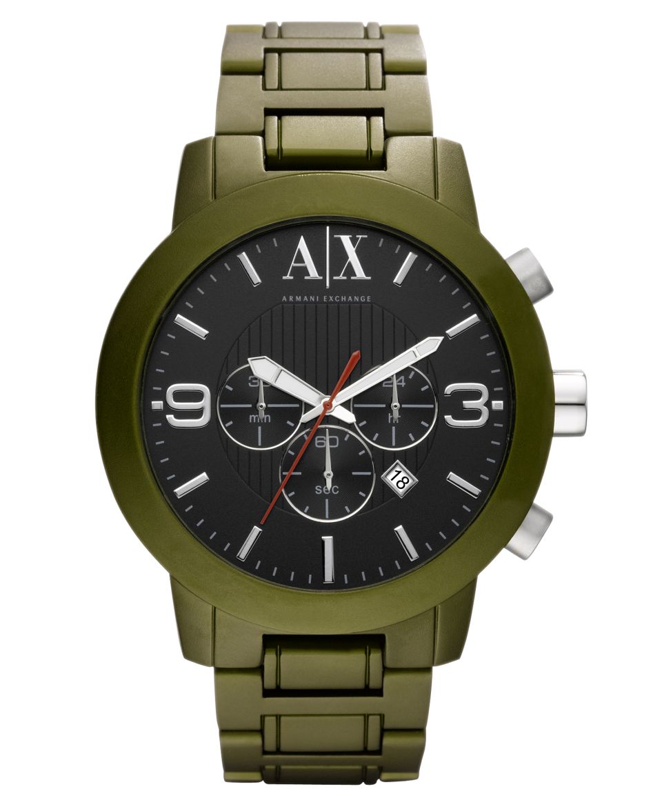 Armani Exchange Watch, Mens Chronograph Military Green Aluminum