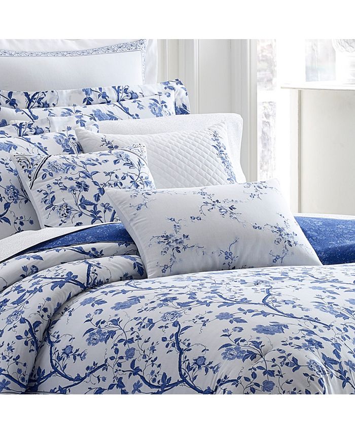 Laura Ashley Queen Charlotte China Blue Comforter Set & Reviews Comforters Fashion Bed