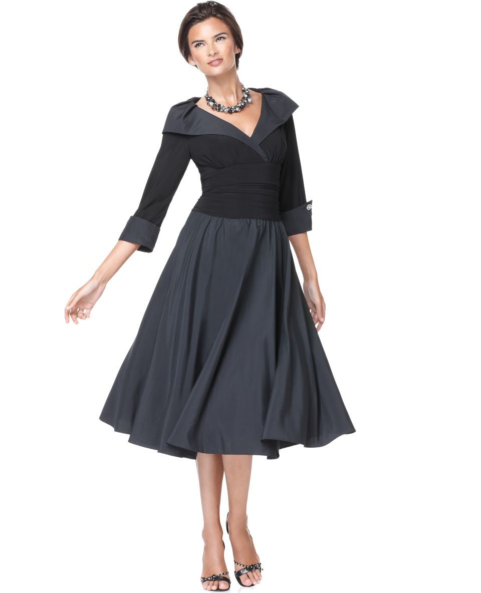 Jessica Howard Dress, Three Quarter Sleeve Portrait Collar A Line