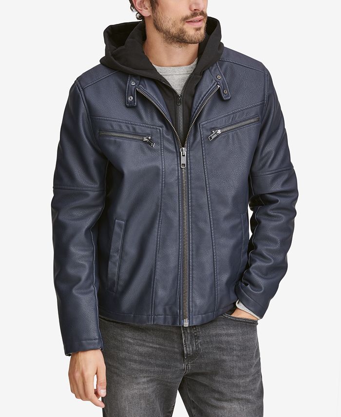 Marc New York Men S Corbett Faux Leather Jacket With Removable Hood Reviews Coats Jackets Men Macy S