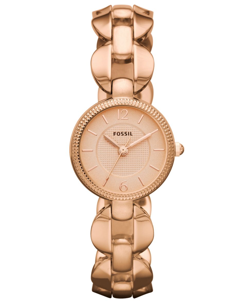 Fossil Watch, Womens Dress Rose Gold Ion Plated Stainless Steel Link