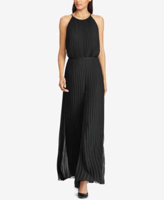 wide leg pleated jumpsuit