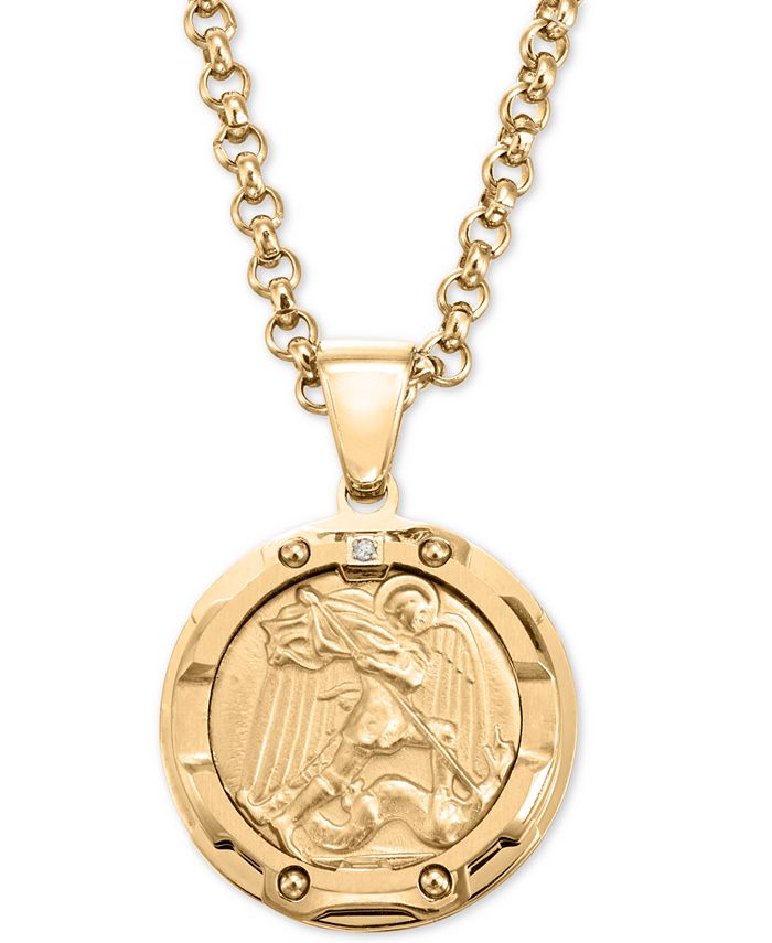 Macy's Men's Diamond Accent St. Michael Medallion 24" Pendant Necklace