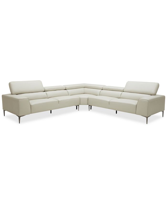 Furniture CLOSEOUT! Mossley 129" 3Piece Leather "L" Sectional Sofa