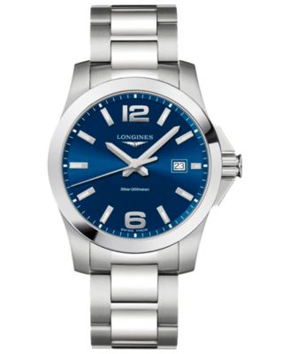 Longines Men's Swiss Conquest Stainless Steel Bracelet Watch 41mm ...