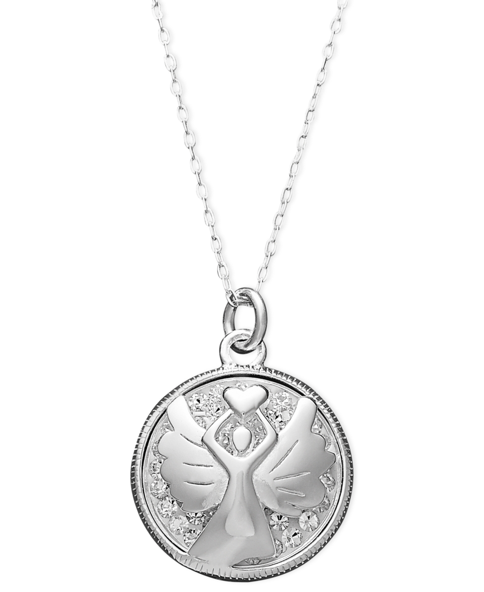 Sterling Silver Necklace, Crystal Watch Over Me Angel Pendant