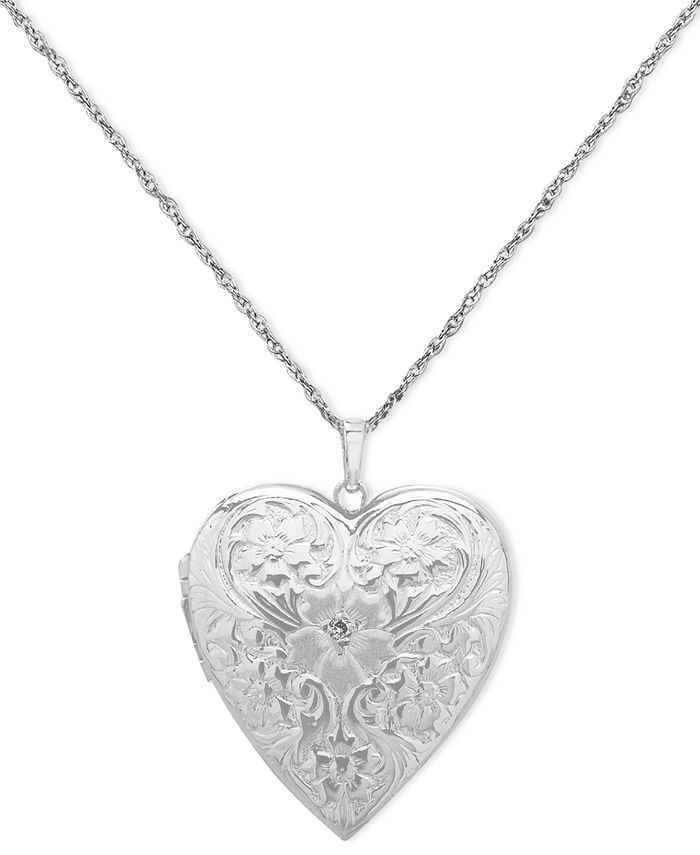 Macy's 4-Photo Engraved Heart Locket in Sterling Silver & Reviews ...