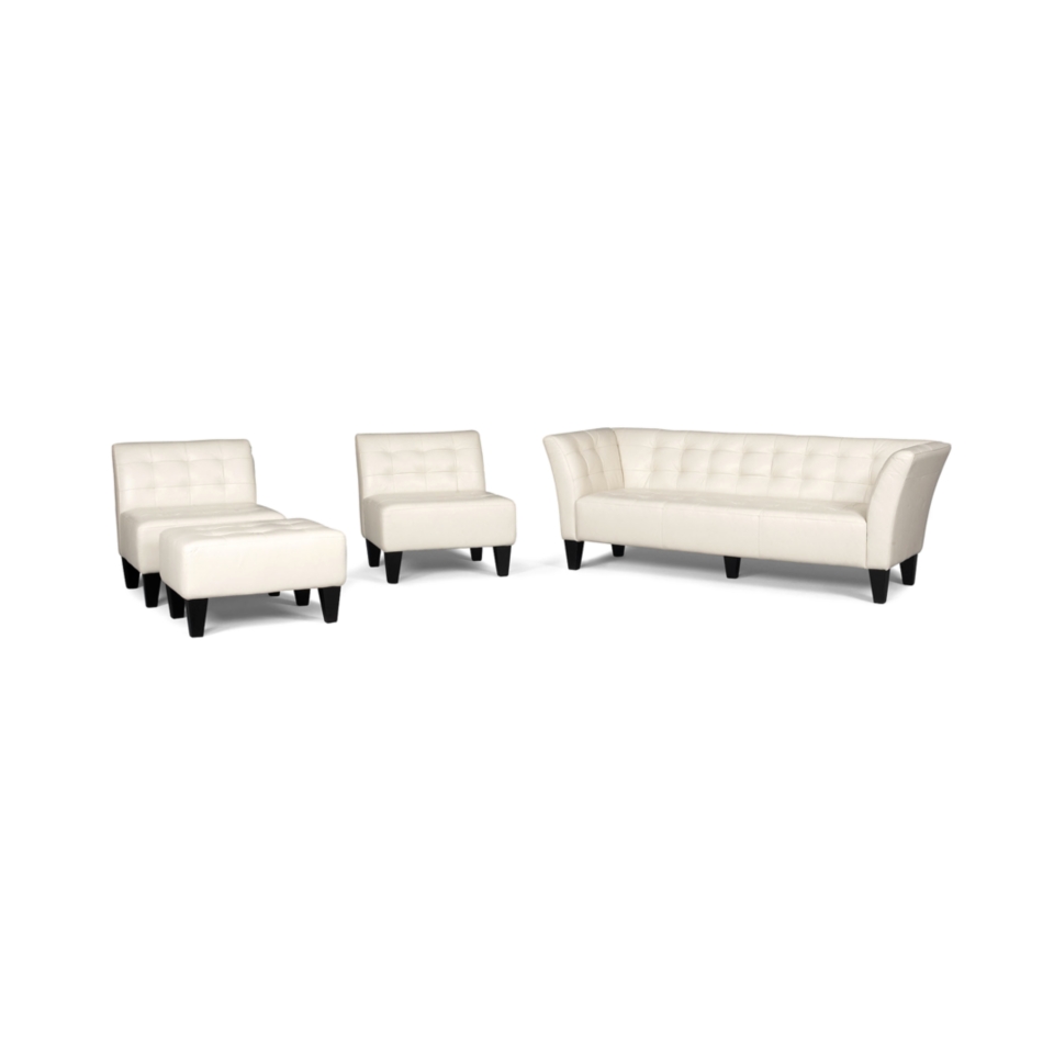 Orso Leather Living Room Furniture, 4 Piece Set (Sofa, 2 Chairs and 