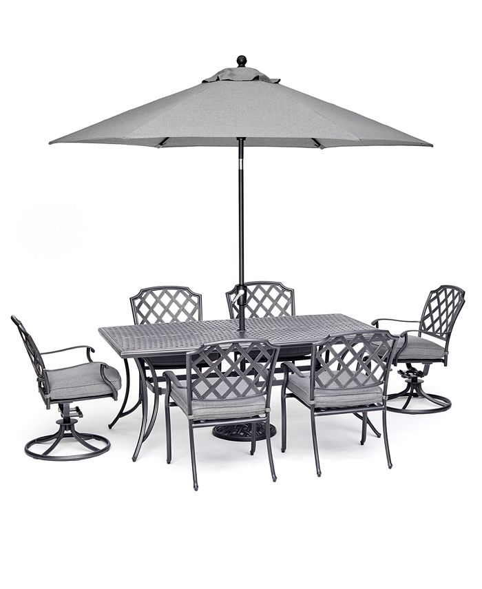 Furniture Vintage Ii Outdoor Cast Aluminum 7 Pc Dining Set 72 X 38 Table 4 Dining Chairs 2 Swivel Chairs With Sunbrella Cushions Created For Macy S Reviews Furniture Macy S