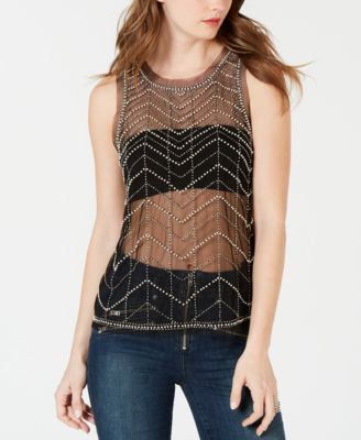 sheer embellished top