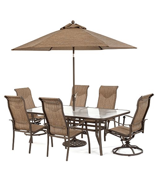 Furniture Closeout Oasis Outdoor Aluminum 10 Pc Dining Set 84 X 42 Dining Table 4 Dining Chairs 2 Swivel Rockers 2 Chaise Lounges And 1 End Table Created For Macy S Reviews Furniture Macy S