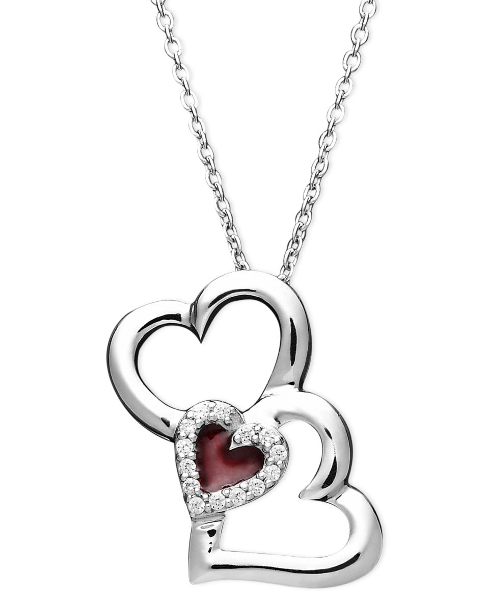 Treasured Hearts Diamond Necklace, 14k Gold, 14k Rose Gold, and Sterling Silver Triple Heart Diamond Pendant (1/6 ct. t.w.)   Necklaces   Jewelry & Watches