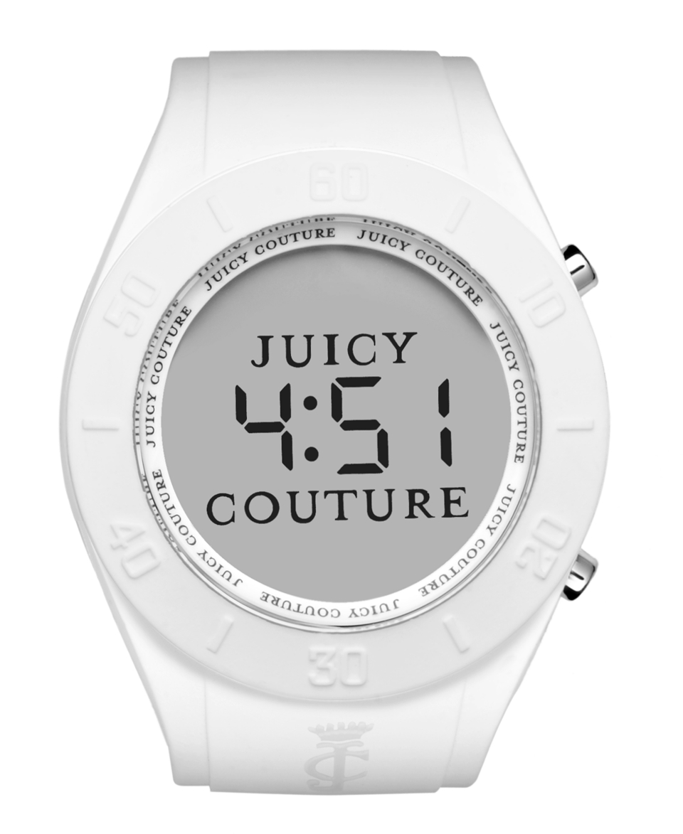 Juicy Couture Watch, Womens Digital Sport Couture White Rubber Strap 