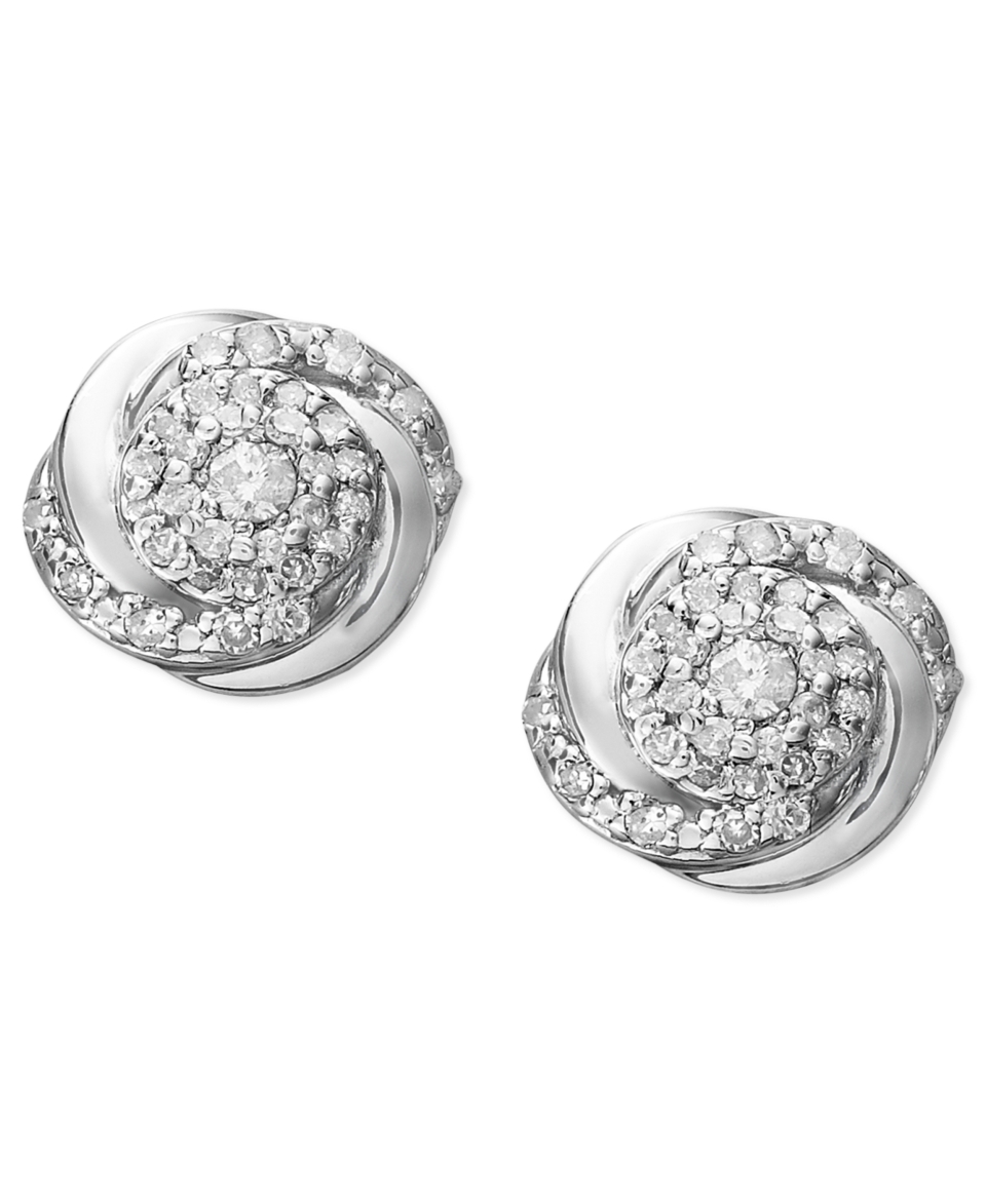 Wrapped in Love Diamond Earrings, Sterling Silver Pave Diamond Stud Earrings (1/4 ct. t.w.)   Jewelry & Watches