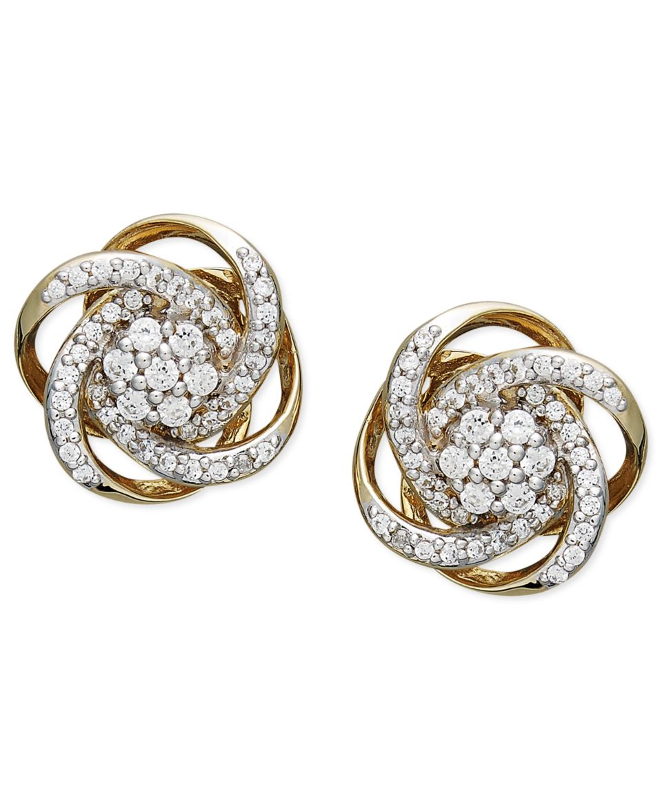 Wrapped in Love™ Diamond Earrings, 14k Gold Diamond Knot Earrings (1