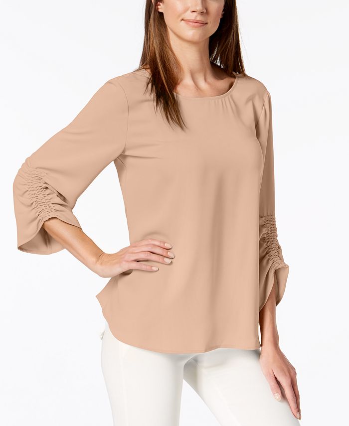 Alfani Smocked 3/4-Sleeve Blouse, Created for Macy's & Reviews - Tops - Women - Macy's
