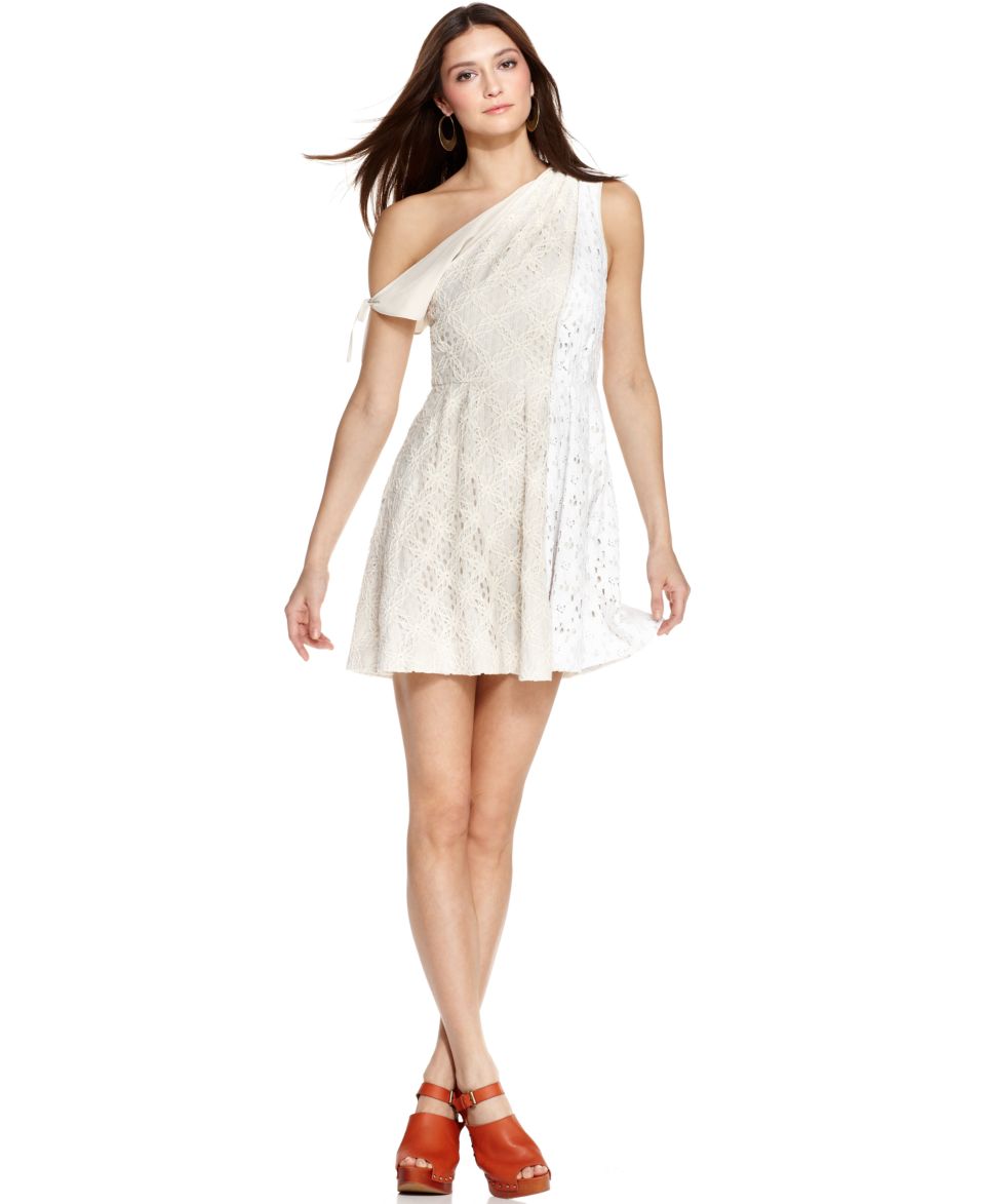 RACHEL Rachel Roy Dress, The Angel Sleeveless One Shoulder Lace Draped