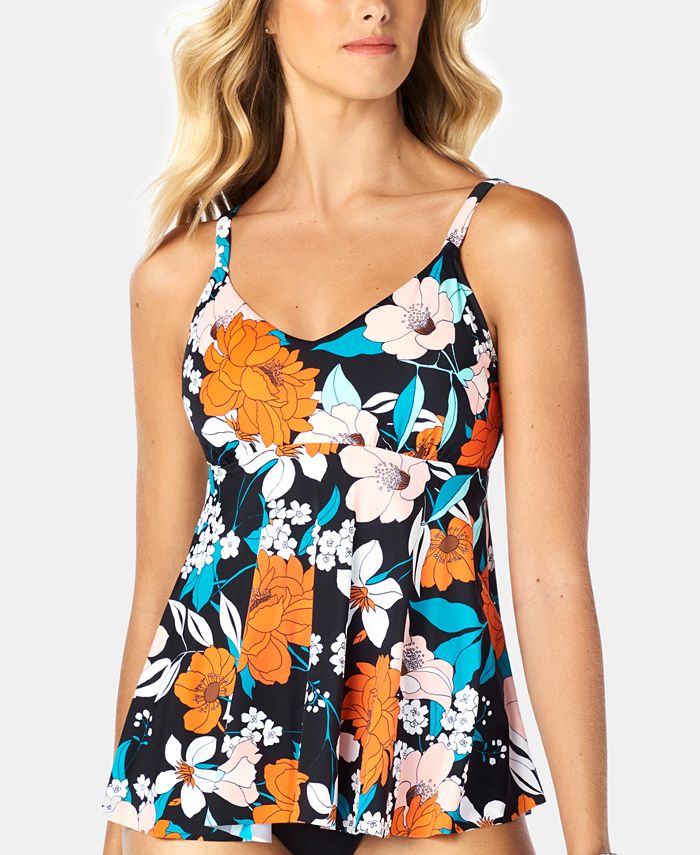 Swim Solutions Floral-Print Tankini Top, Created for Macys & Reviews ...