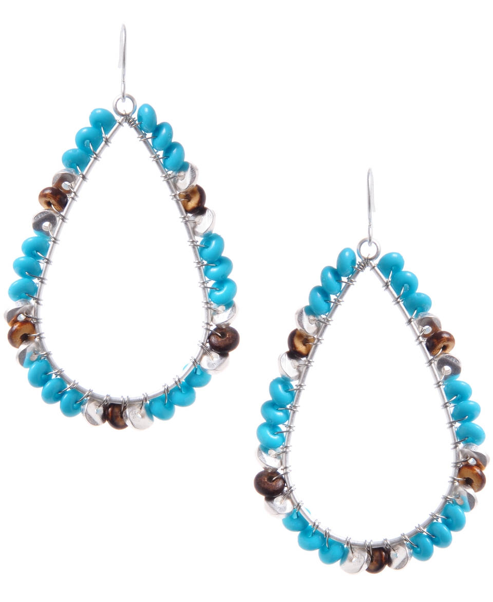 Kenneth Cole New York Earrings, Silver Tone Turquoise Bead Orbital 