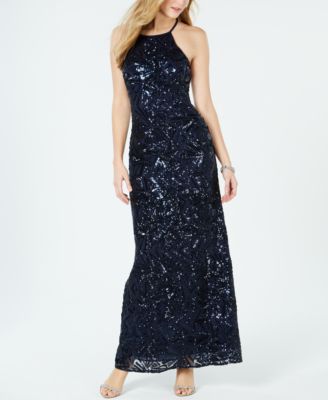 macy's navy blue sequin dress