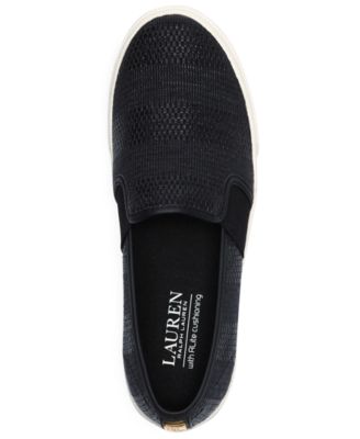 ralph lauren black slip on sneakers
