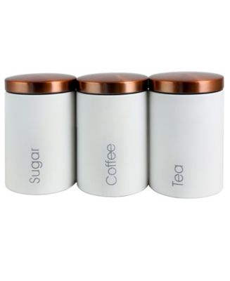Essential Kitchen Storage 3 Piece Sugar, Coffee and Tea Canister Set