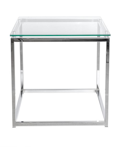 Euro Style Sandor Rectangular Side Table With Tempered Glass Top And Chrome Frame Reviews Furniture Macy S