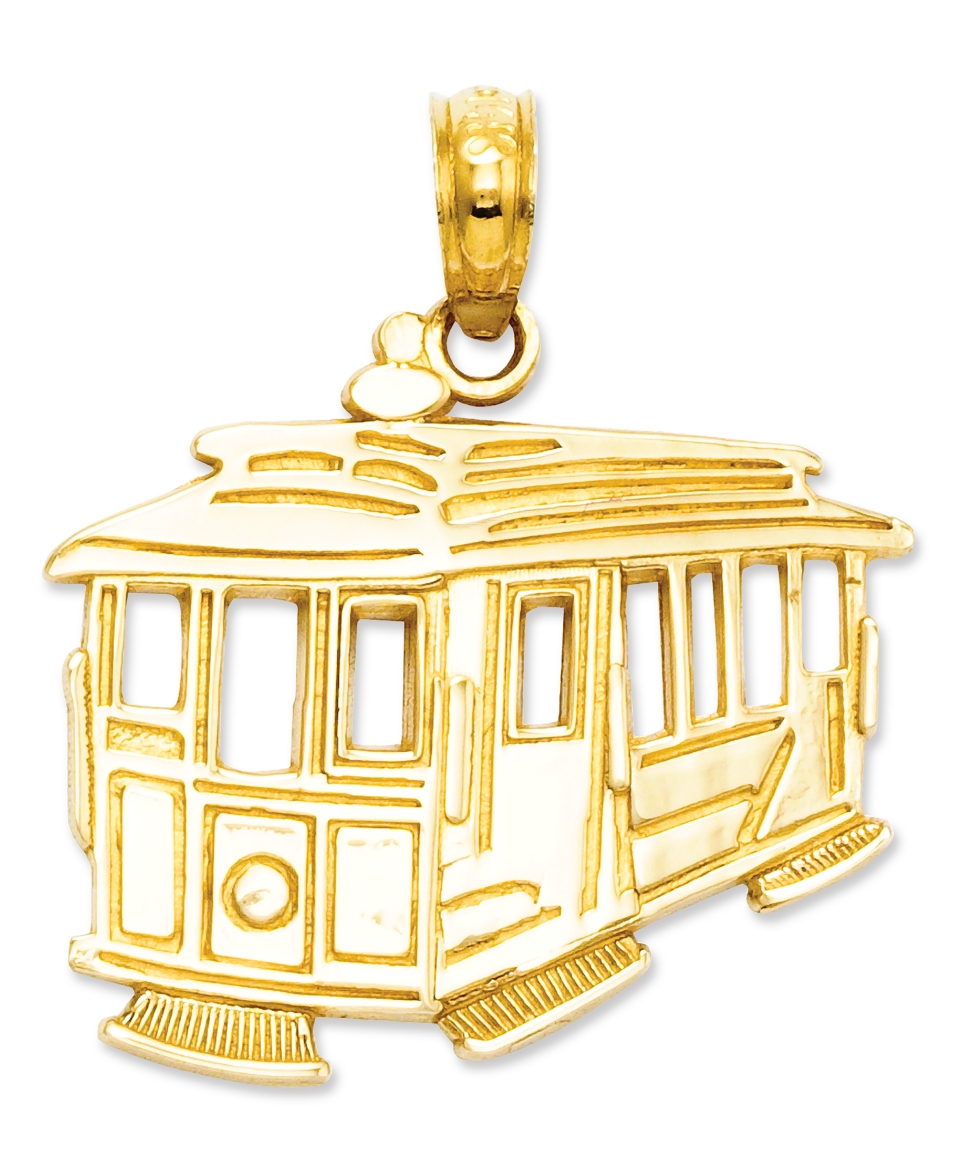 14k Gold Charm, Cable Car Charm   Jewelry & Watches