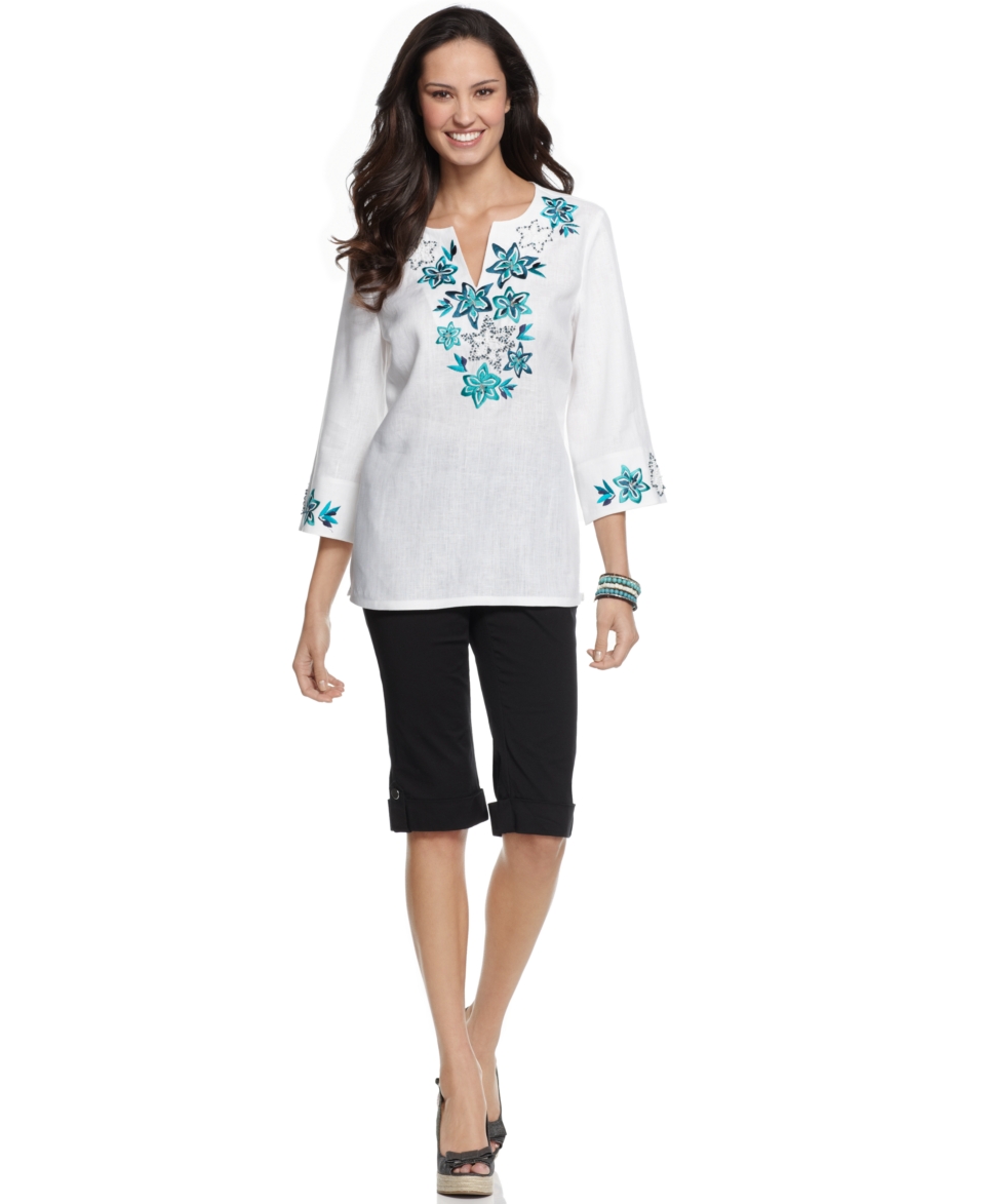 NEW JM Collection Three Quarter Sleeve Tunic & Straight Leg Shorts