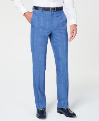 mens blue plaid dress pants