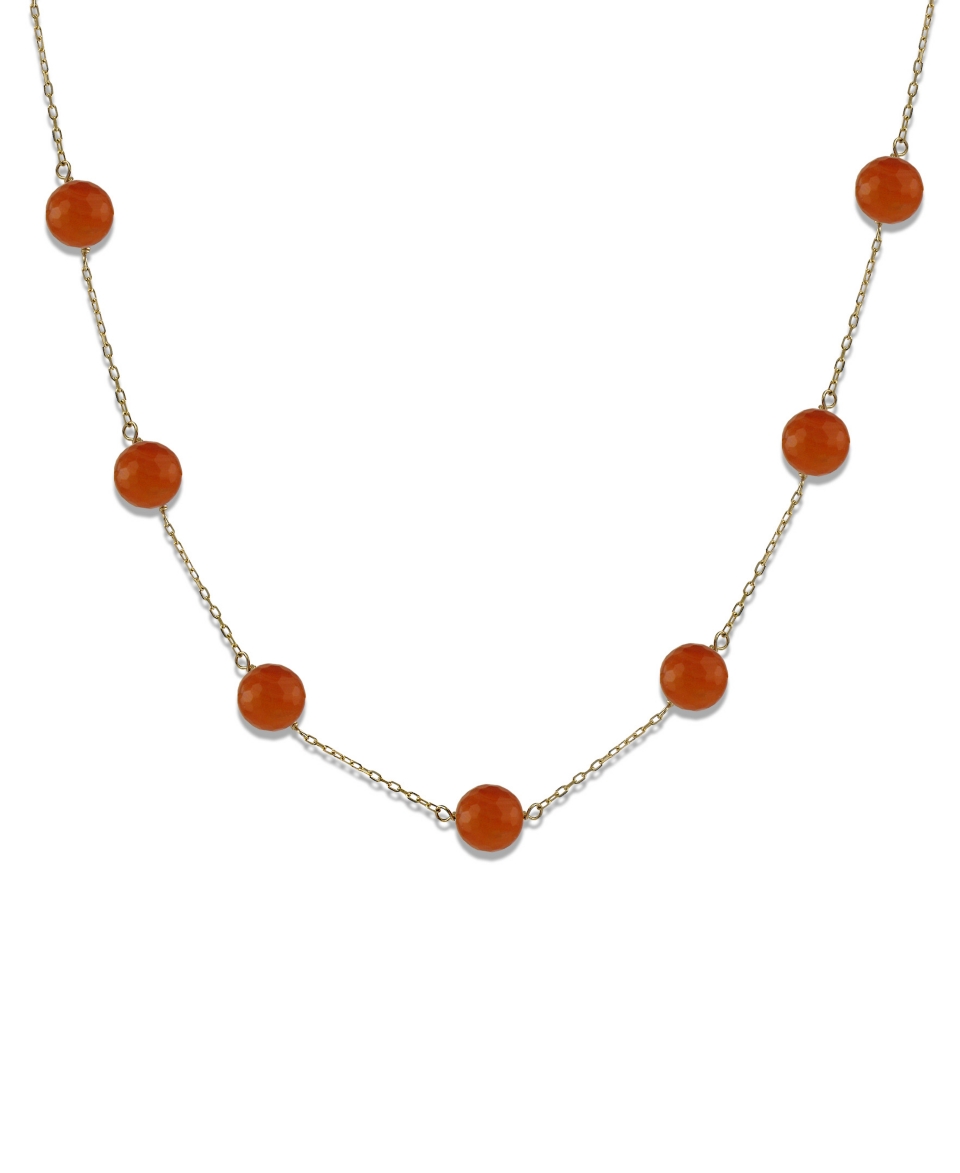 14k Gold Necklace, Orange Carnelian Necklace (10mm)   Necklaces   Jewelry & Watches