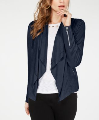 draped faux suede jacket