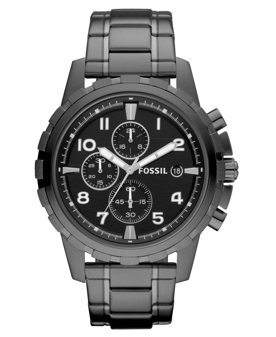 Fossil Watch, Mens Chronograph Dean Smoke Ion Plated Stainless Steel