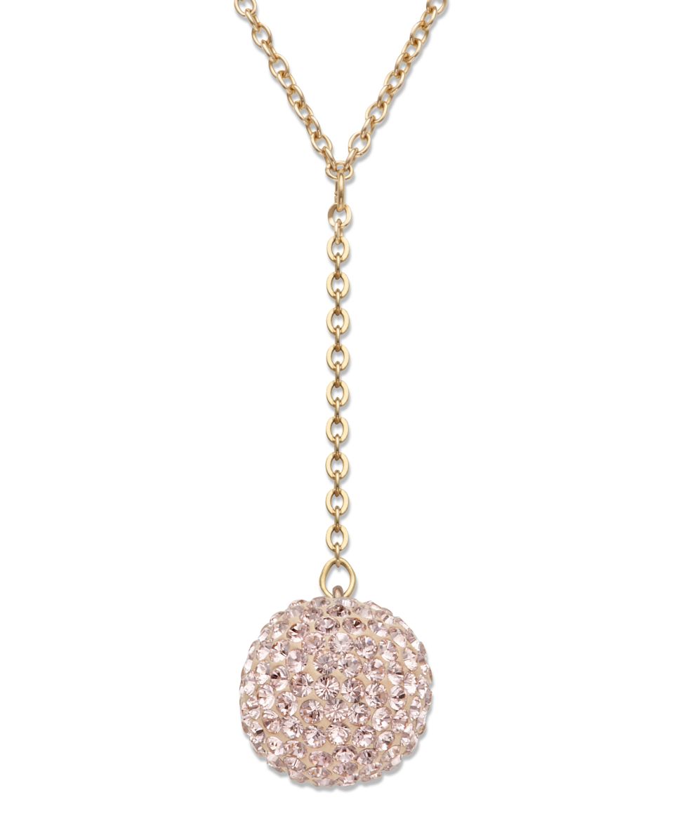 Swarovski Necklace, 22k Gold Plated Rose Crystal Pointage Ball Pendant