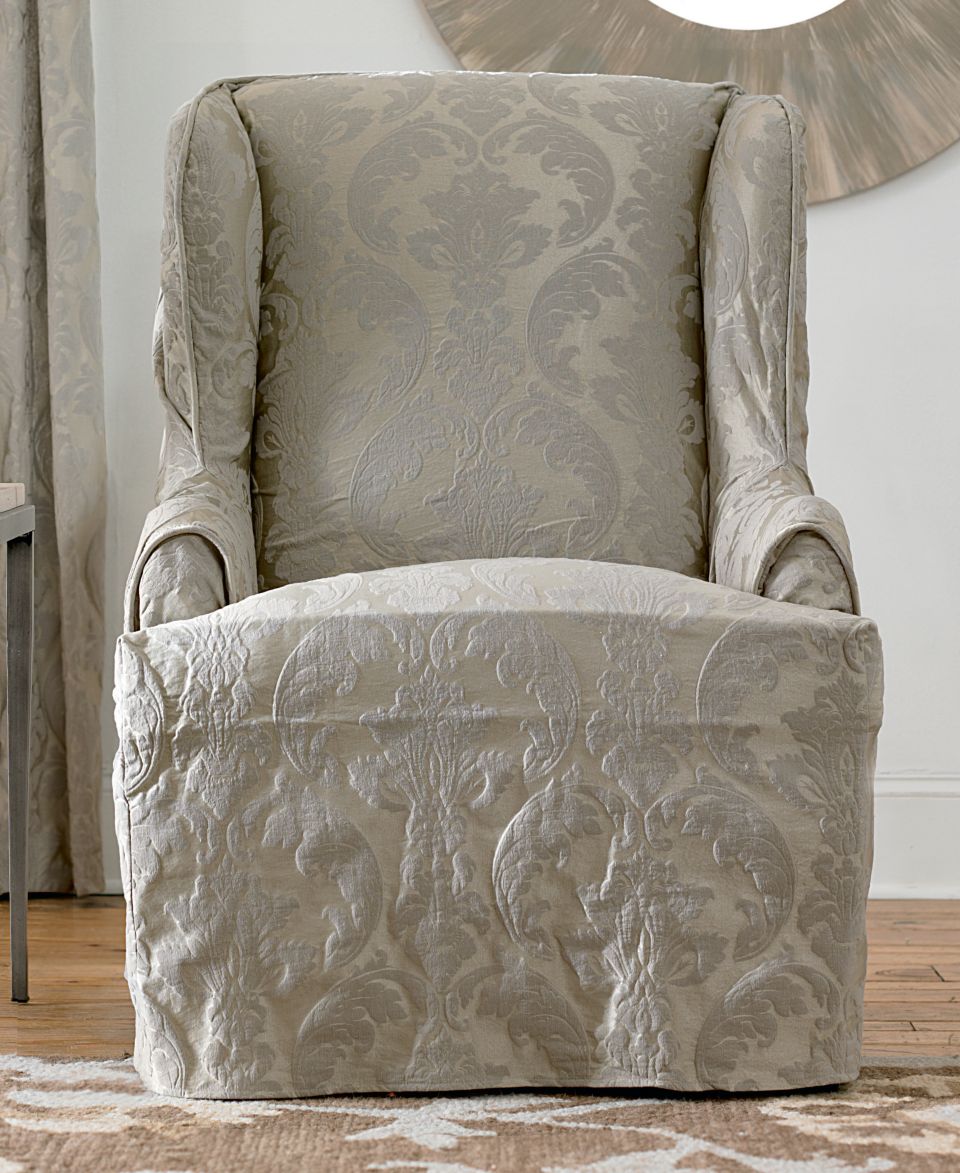 Sure Fit Slipcovers, Matelasse Damask Wing Chair