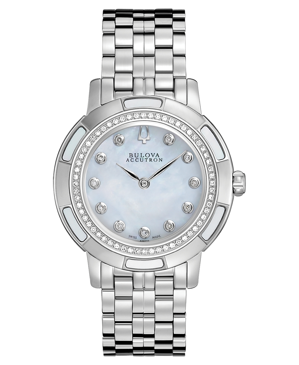 Bulova Accutron Watch, Womens Swiss Pemberton Diamond (1/4 ct. t.w.) Stainless Steel Bracelet 32mm 63R138   Watches   Jewelry & Watches