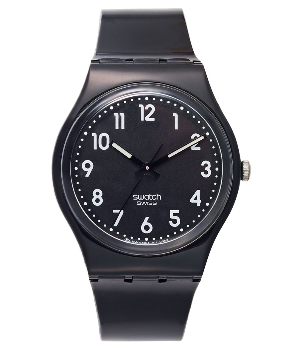 Swatch Watch, Unisex Swiss Once Again Black Plastic Strap 34mm GB743