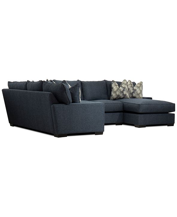 Furniture CLOSEOUT! Tuni 3-Pc. Fabric Chaise Sectional ... 4pcs dining chair seat covers slip stretch wedding banquet party removable uk.