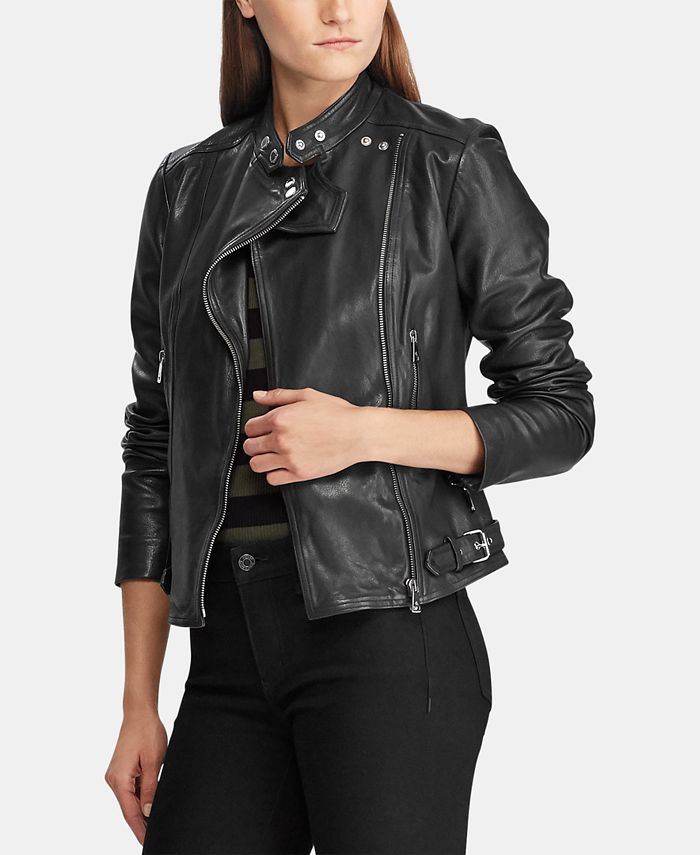 Lauren Ralph Lauren Leather Moto Jacket & Reviews