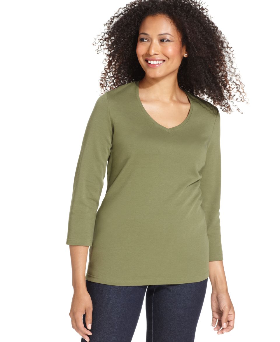 Karen Scott Long Sleeve Scoop Neck Top, also available in petite and