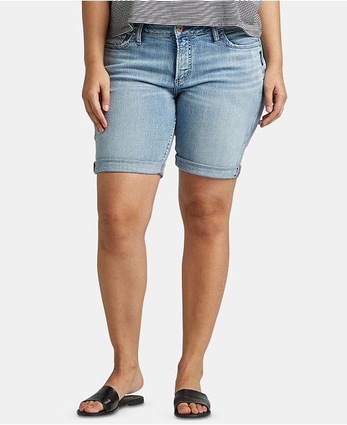 Silver Jeans Co. Trendy Plus Size Suki Denim Bermuda Shorts & Reviews -  Shorts - Plus Sizes - Macy's