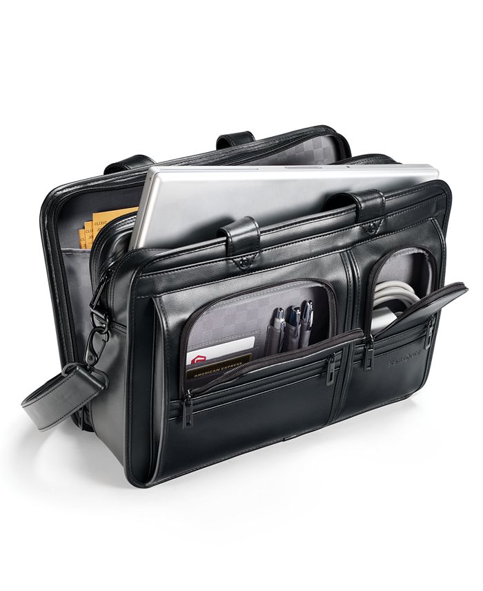 Samsonite Professional Leather 2 Pocket Laptop Briefcase & Reviews